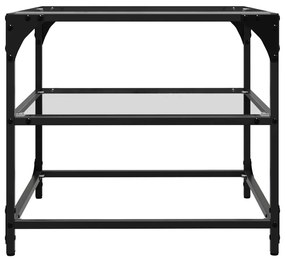 Mesa de centro c/ tampo em vidro transparente 50x50x45 cm aço