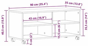 Armário de TV vidaXL Preto 90x35x35 cm em Madeira Derivada