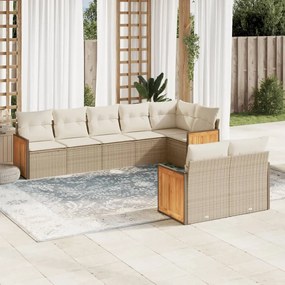 vidaXL 8 pcs conjunto de sofás p/ jardim com almofadões vime PE bege
