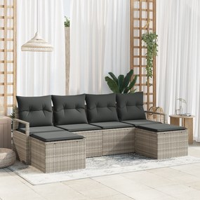 Conjunto de Sofá de Jardim vidaXL com Almofadas Cinzento-claro Rattan Sintético