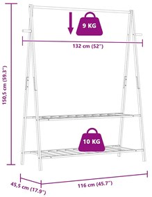 Roupeiro com prateleiras 132x45,5x150,5 cm bambu