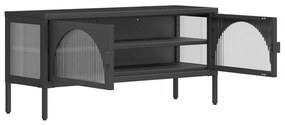 Armário de TV 105x35x50 cm vidro e aço preto