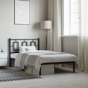 Estrutura de cama com cabeceira 100x190 cm metal preto