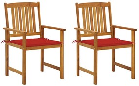 Cadeiras de jardim com almofadões 2 pcs acácia maciça