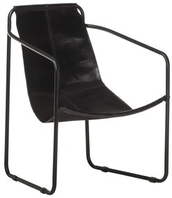 323727 vidaXL Cadeira com apoio de braços em couro genuíno preto