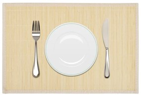 6 pcs individuais de mesa em bambu 30 x 45 cm natural