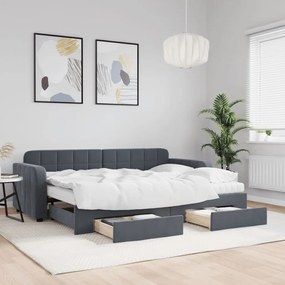 vidaXL Sofá-cama c/ gavetão e gavetas 80x200 cm veludo cinzento-escuro