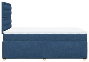 Cama boxspring com colchão 120x190 cm tecido azul