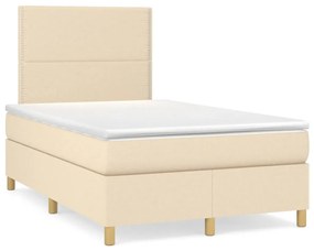 Cama box spring c/ colchão e LED 120x190 cm tecido cor creme