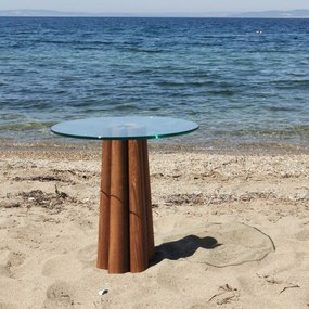Mesa de Centro Thales – Nogueira Transparente – 50x50x50 cm
