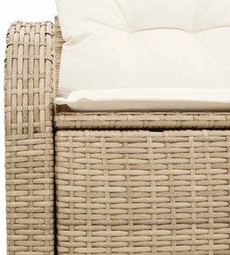 Sofá de Jardim de 2 Lugares com Almofadas em Rattan Poli Bege