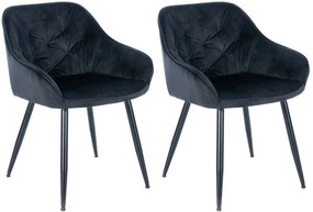 Conjunto de 2 cadeiras de sala de jantar Cassis com estofo em veludo 56 x 81 x 58 cm Preto