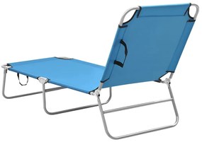 Espreguiçadeira dobrável aço e tecido azul turquesa