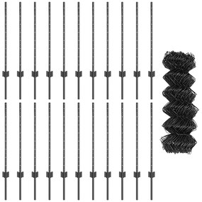 Conjunto de Cerca de Jardim Conjunto de 2 Cinza Aço Galvanizado