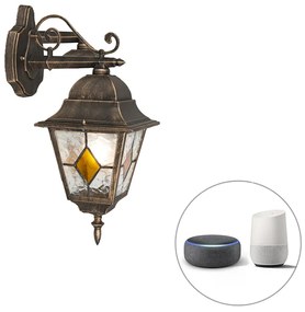 LED Candeeiro de Parede Exterior Inteligente Vintage Bronze c/ Wifi A60 - Antigua Rústico