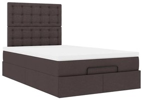 Estrutura de cama otomana com colchão 120x190cm castanho escuro