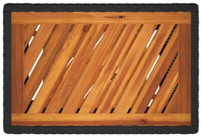 Mesa apoio jardim c/ tampo madeira 60x40x75 cm vime PE preto