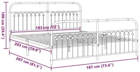 Estrutura de cama com cabeceira e pés 183x203 cm metal preto