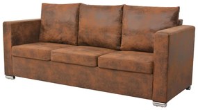 244703 vidaXL Sofá de 3 lugares 191x73x82 cm camurça artificial