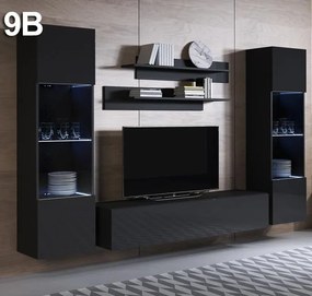 Conjunto de Móveis de Sala Rendufe – 2,6 m – Modular em Preto com Móve
