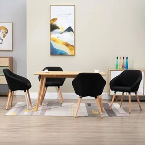 vidaXL Cadeiras de jantar 4 pcs tecido preto