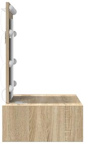 Mesa de Maquilhagem Montada na Parede com Luzes LED Carvalho Sonoma