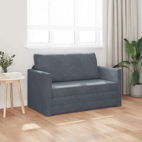 Sofá cama de chão 2 em 1 Cinza Escuro 124x204x61 cm Veludo