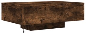 Mesa de centro com luzes LED 85x55x31 cm carvalho fumado