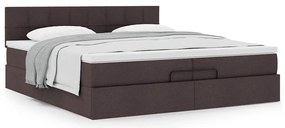 Estrutura de cama otomana com colchão 200x200cm castanho-escuro
