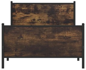 Estrutura de cama sem colchão 100x200 cm metal carvalho fumado