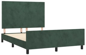 Estrutura de cama sem colchão 140x190 cm veludo verde-escuro