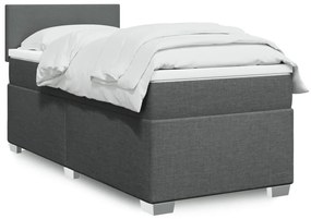 vidaXL Cama com molas/colchão 100x200 cm tecido cinza-escuro