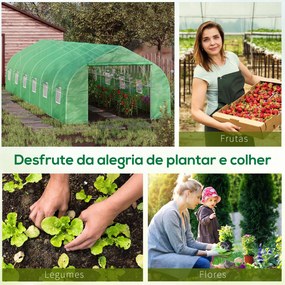 Estufa Tipo Túnel 800x300x200cm com 12 Janelas e Porta Enrolável Cober