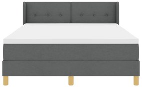Cama Box com Colchão em Cinza Escuro, 160x200 cm Têxtil.