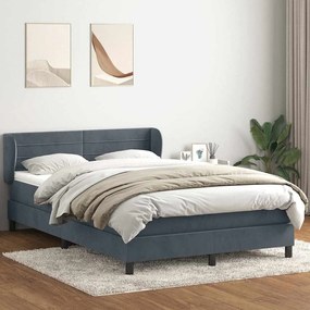 vidaXL Cama com molas/colchão 140x220 cm veludo cinzento-escuro