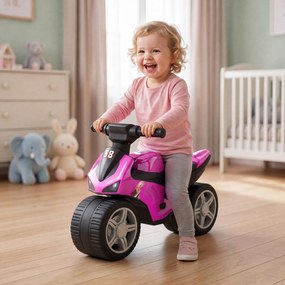 Mota de Equilíbrio Infantil sem Pedais com Música e Rodas Extra Largas para Crianças dos 18–36 Meses Rosa