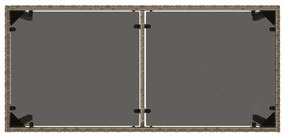 Mesa de jardim com tampo de vidro 115x54x74 cm vime PE cinza