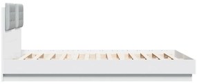 Estrutura de cama com cabeceira e luzes LED 140x200 cm branco