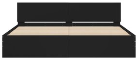 Estrutura de cama com cabeceira 180x200 cm preto