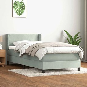 vidaXL Cama com molas/colchão cinzento-claro 80x220 cm veludo