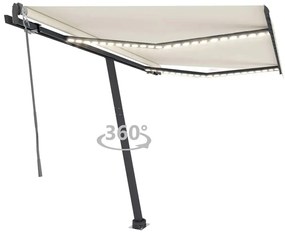 Toldo automático com LED e sensor de vento 300x250 cm creme