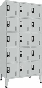 Cacifo Metálico Triplo 15 Portas Cinza 1900×900×500 mm com Chave - Standard