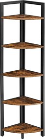 Estante de canto com 5 prateleiras 30 x 30 x 150 cm Castanho Vintage-preto