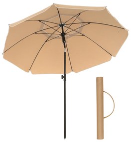 SONGMICS Guarda-sol de 1,6 m, Guarda-sol de praia, FPS 50+, Proteção solar, Dossel octogonal portátil de poliéster, Varetas de fibra de vidro, Mecanismo de inclinação, Bolsa de transporte, para jardim de praia, varanda e piscina, Taupe GPU60BR