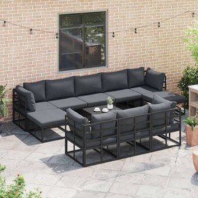 Conjunto de Sofá de Jardim 10 pcs Preto 353 x 141,5 x 71 cm