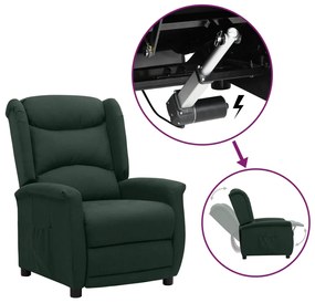 vidaXL Poltrona elevatória tecido verde-escuro