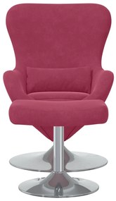 Poltrona Egg vidaXL com Puff Veludo Vermelho