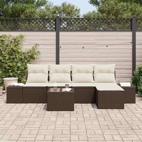 Conjunto de Sofás de Jardim com 6 Peças e Almofadas, Rattan Sintético