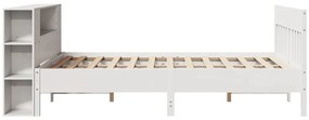 Cama com estante sem colchão 135x190 cm pinho maciço branco