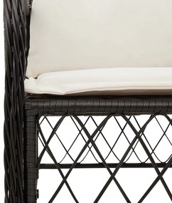 3 pcs conjunto de bistrô com almofadões vime PE preto